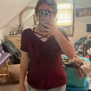 SO maroon cross front top